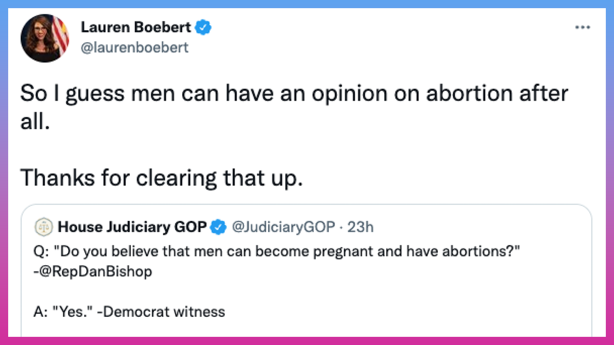 Boebert slams activist for stating men have abortions