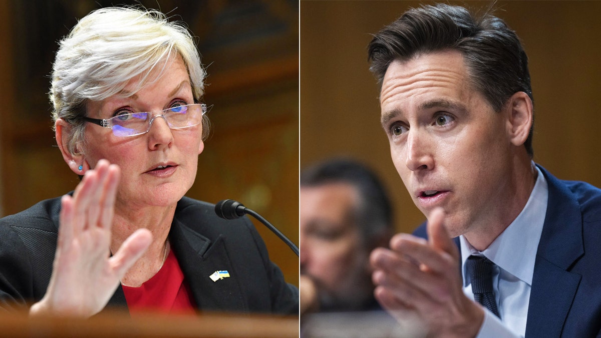 Energy Sec. Jennifer Granholm (L), Sen. Josh Hawley, R-Mo. (R)