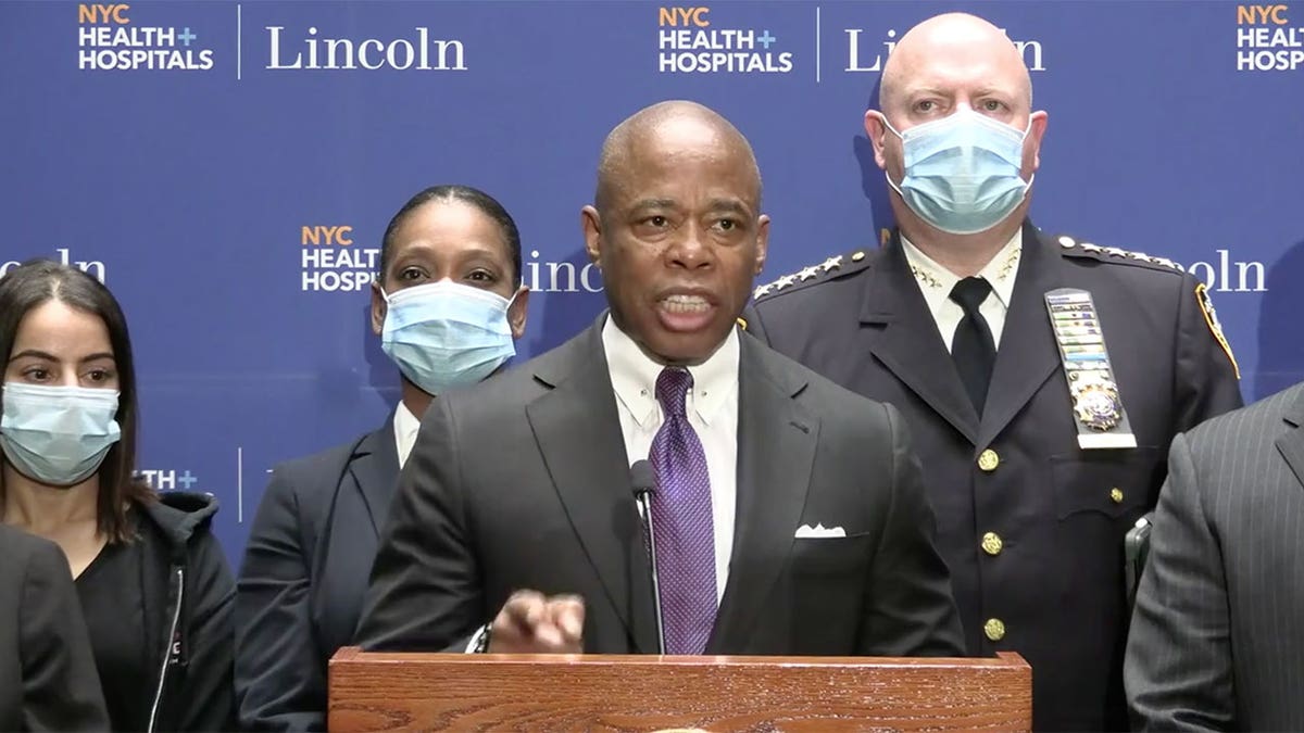 MAY 11, 2022: Mayor Eric Adams holds overnight press conference regarding the shooting of 32-year-old police officer Dennis Vargas.