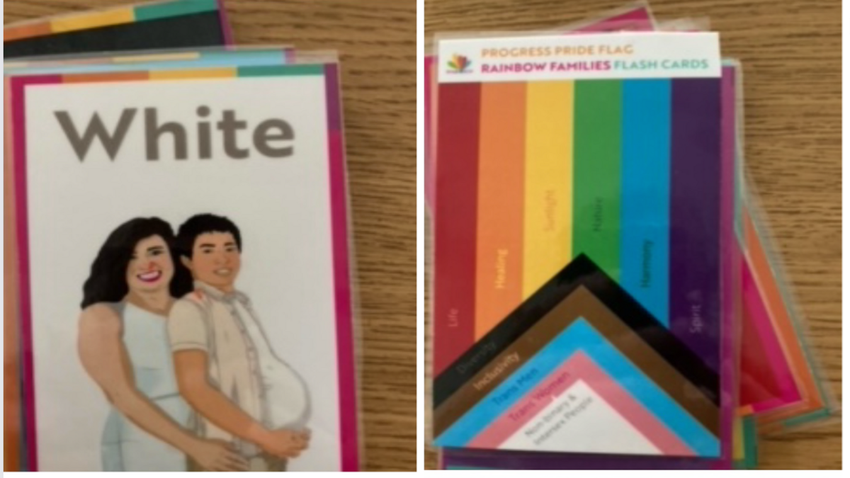 LGBT cards depicting pregnant man for preschoolers