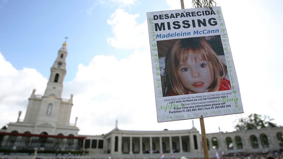 A picture of missing British girl Madeleine McCann, who disapeared from the Praia da Luz beach resort in the Algarve, is displayed at Our Lady of Fatima shrine Sunday, May 13 2007, in Fatima