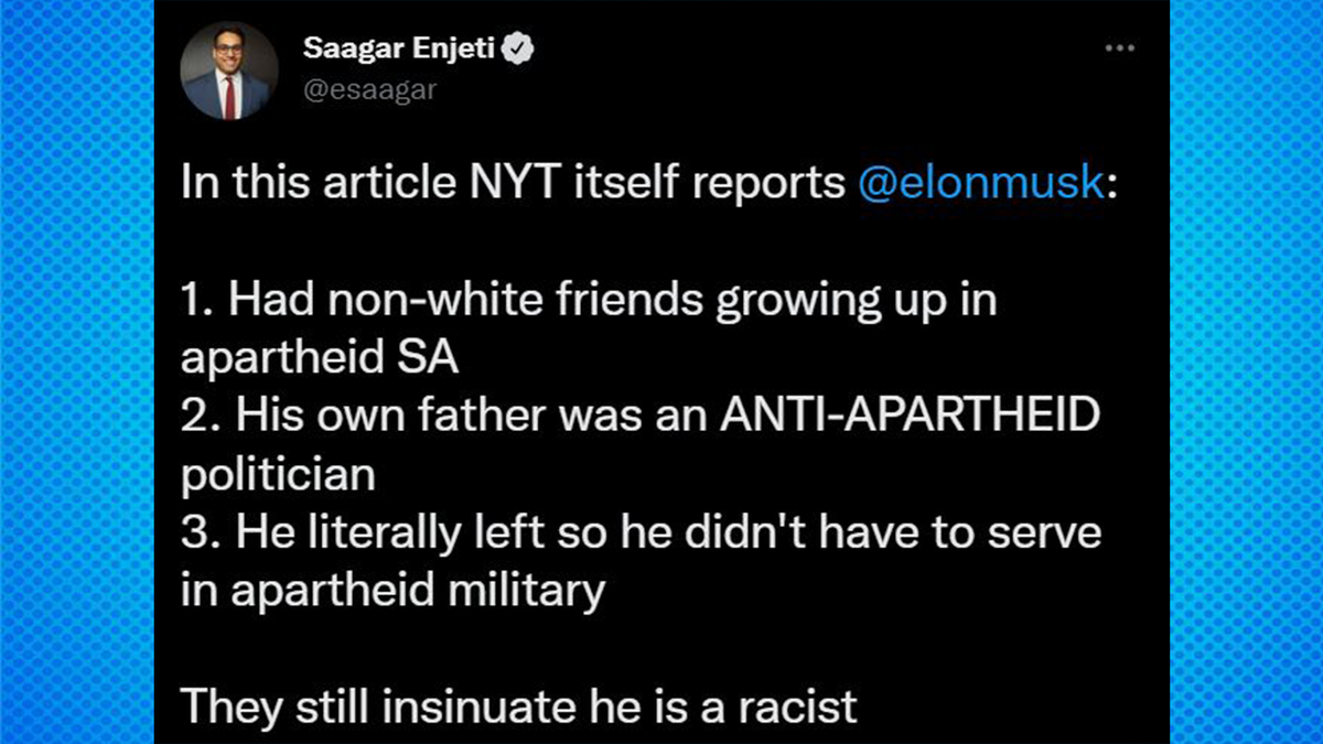 Breaking Points co-host Saagar Enjeti similarly pushed back on The New York Times for their reporting on tech billionaire Elon Musk. 