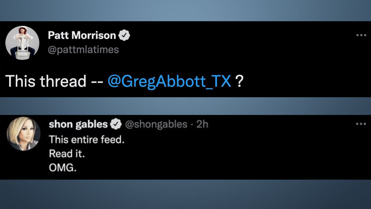 Patt Morrison and Shon Gables on Greg Abbott Twitter story