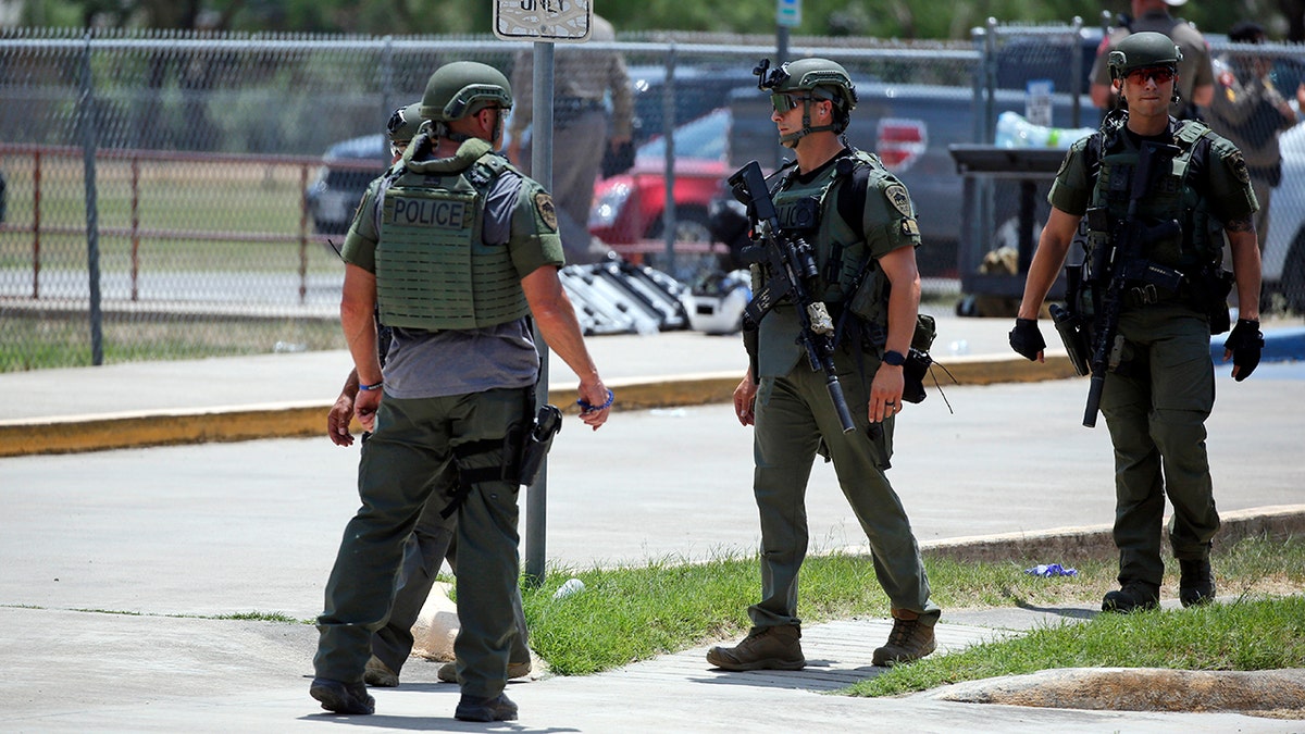 Law enforcement outside of Robb Elementary