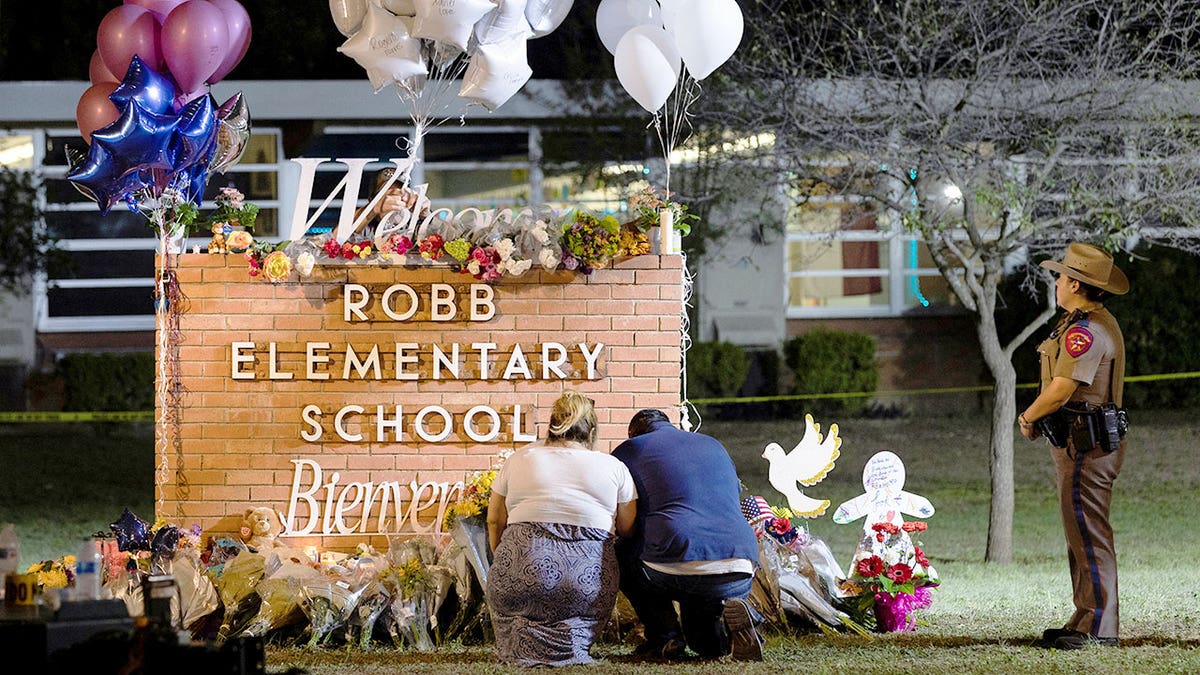 Memorial outside site of Texas school shooting