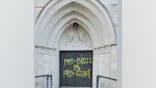 Holy Rosary Catholic Church in Houston vandalized with pro-choice message.