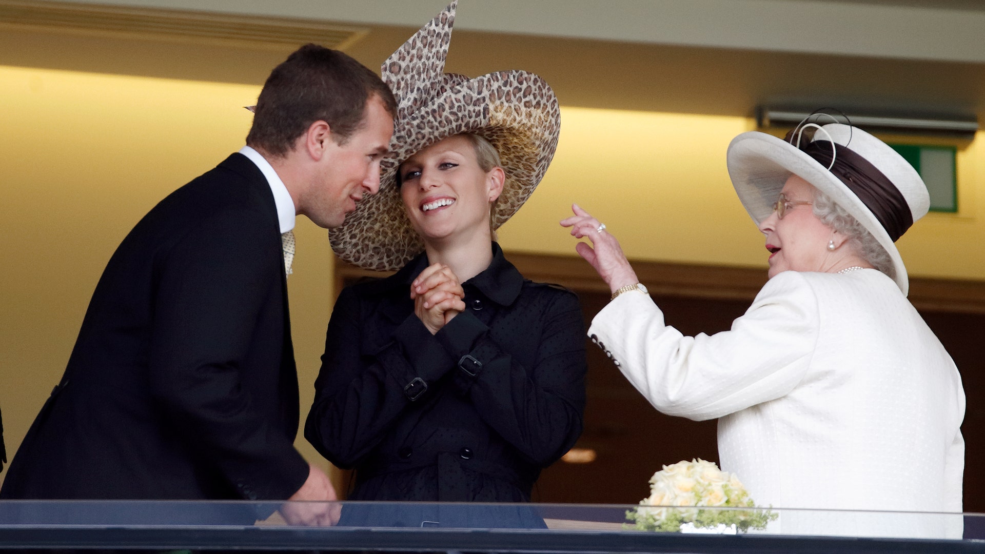 Peter Phillips, Zara Phillips and Queen Elizabeth II