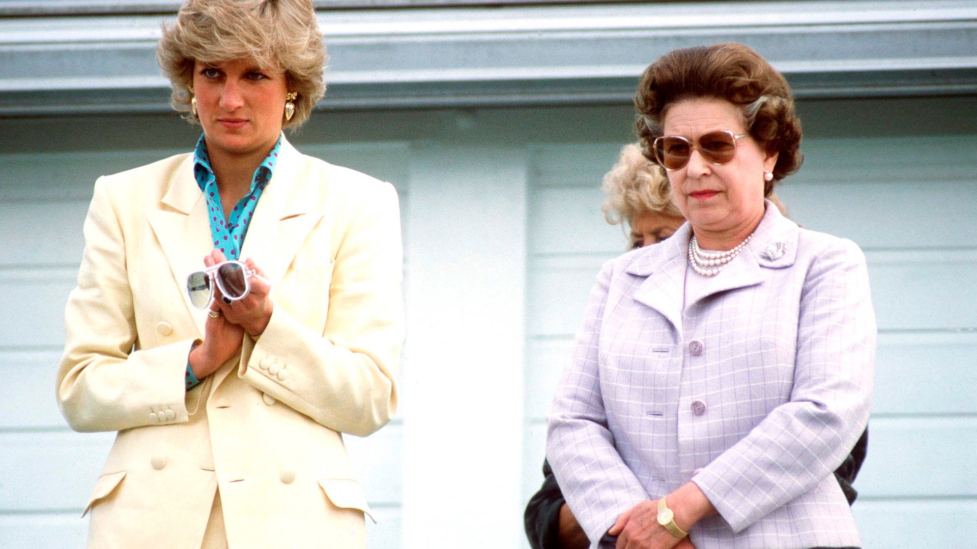 Princess Diana and Queen Elizabeth watch polo