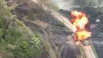 Ukrainian military video shows Russian tank destroyed by grenade launcher