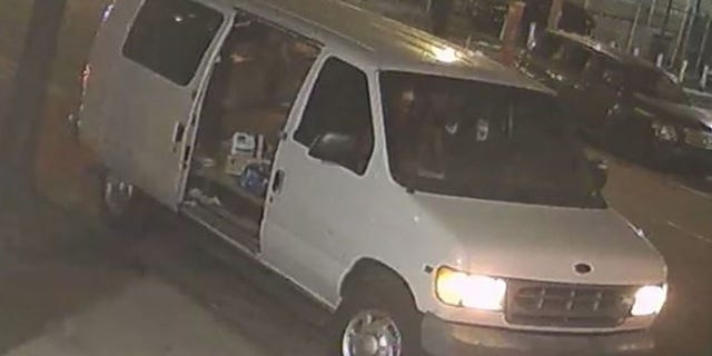 
The individuals loaded the vests into three different vehicles that fled into Brooklyn, police said. One of the vehicles, a white van, is seen in this photo. 