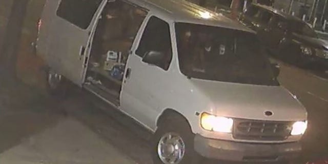 
The individuals loaded the vests into three different vehicles that fled into Brooklyn, police said. One of the vehicles, a white van, is seen in this photo. 