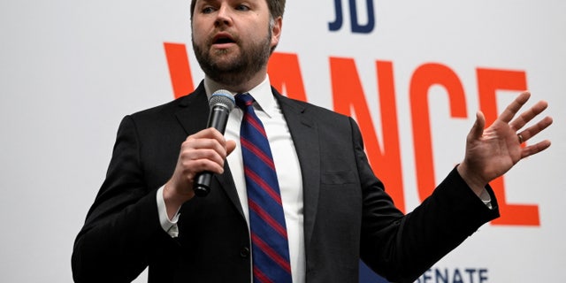 Republican Senate candidate JD Vance and Donald Trump Jr. host an event ahead of Ohio's primary election in Independence, April 20, 2022.