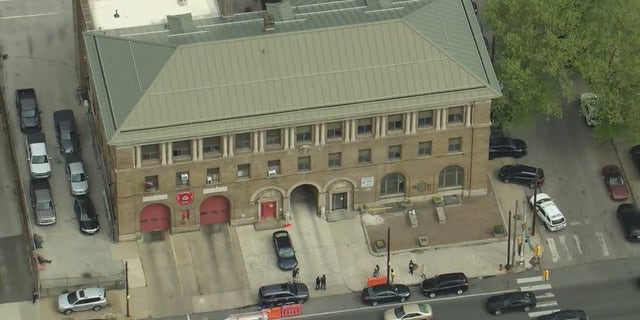 A man wielding a knife was shot when he entered the 39th Police District building in Philadelphia. 