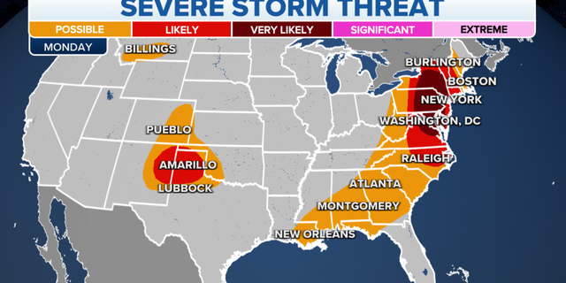 The severe storm threat for Monday.