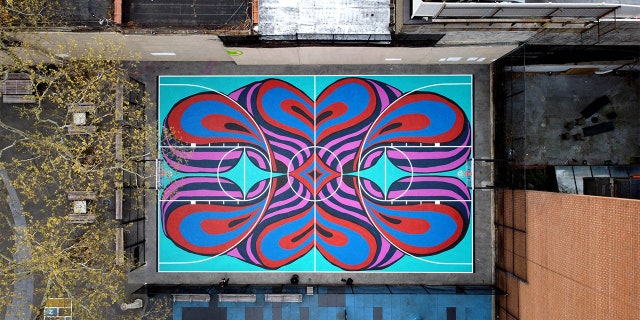 WNBA star Michaela Onyen was giving back to the New York community with a new season on the horizon 3 Close up view of the courtyard from above