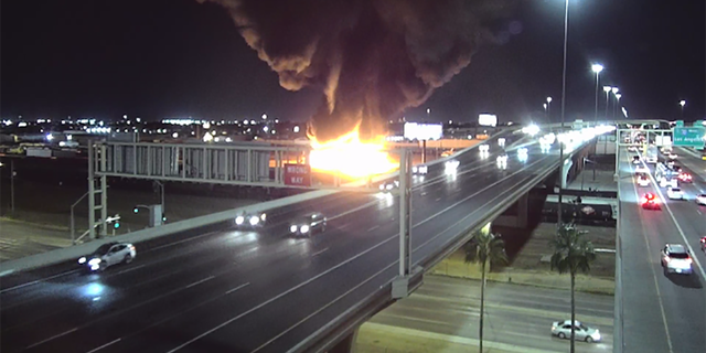 The massive blaze temporarily closed I-10 west of downtown Phoenix.