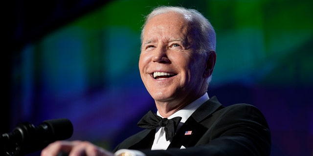 President Joe Biden speaks at the annual White House Correspondents' Association dinner, Saturday, April 30, 2022, in Washington. (AP Photo/Patrick Semansky)