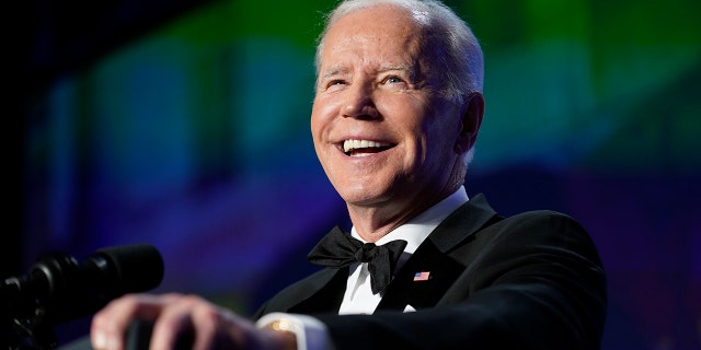 President Joe Biden speaks at the annual White House Correspondents' Association dinner, Saturday, April 30, 2022, in Washington. (AP Photo/Patrick Semansky)