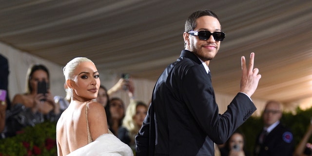 Kim Kardashian, left, and Pete Davidson attend The Metropolitan Museum of Art's Costume Institute benefit gala celebrating the opening of the "In America: An Anthology of Fashion" exhibition.