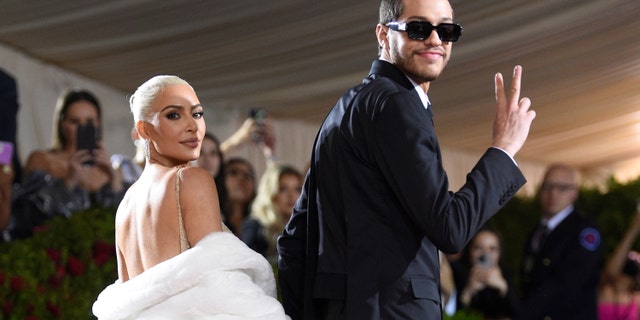 Kim Kardashian, left, and Pete Davidson attend The Metropolitan Museum of Art's Costume Institute benefit gala celebrating the opening of the "In America: An Anthology of Fashion" exhibition.