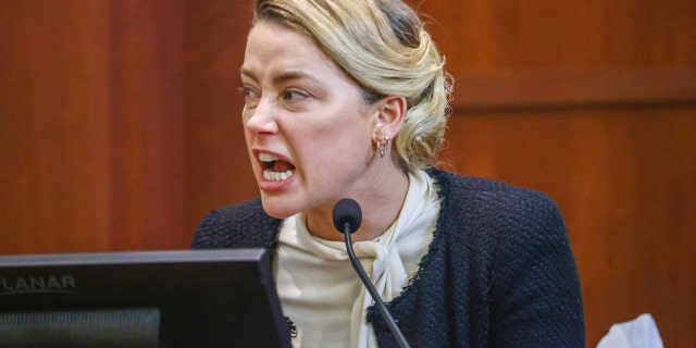 Amber Heard testifies on May 5, 2022, during Johnny Depp's defamation trial against the actress.