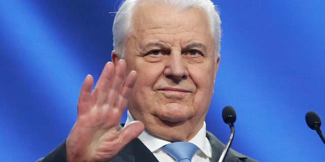 Former Ukrainian President Leonid Kravchuk addresses to supporters of former Ukrainian Prime Minister Yulia Tymoshenko during a campaign rally in Kyiv, Ukraine, Tuesday, Jan. 22, 2019.