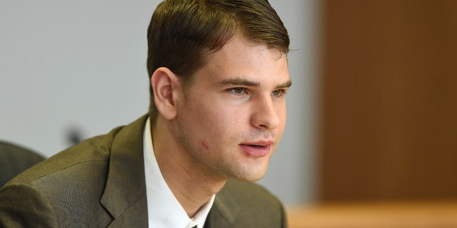 Nathan Carman speaks at a hearing in probate court, Tuesday, Aug. 7, 2018, in West Hartford, Conn.