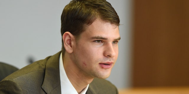 Nathan Carman speaks at a hearing in probate court, Tuesday, Aug. 7, 2018, in West Hartford, Conn.