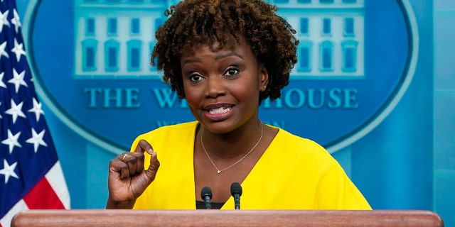 White House press secretary Karine Jean-Pierre speaks during the daily briefing at the White House in Washington, Wednesday, May 18, 2022. 