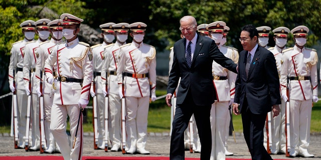 President Joe Biden meets with Japanese Prime Minister Fumio Kishida at Akasaka Palace, Monday, May 23, 2022, in Tokyo. 