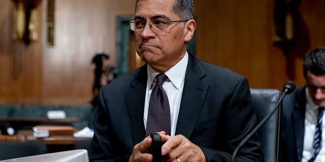 Health and Human Services Secretary Xavier Becerra arrives for a hearing on Capitol Hill in Washington, April 5, 2022. On Tuesday, his agency announced the creation of the Office of Environmental Justice (OEJ).