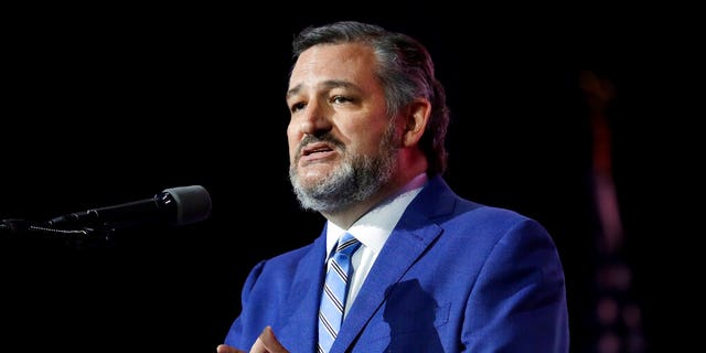 R-Texas'tan Senatör Ted Cruz, 27 Mayıs 2022'de Houston'daki George R. Brown Kongre Merkezi'ndeki Ulusal Tüfek Birliği yıllık toplantısında liderlik forumunda konuşuyor.