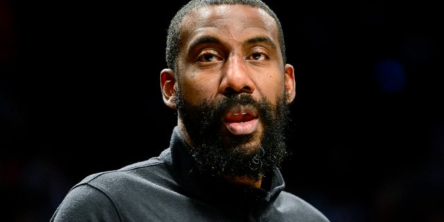 Brooklyn Nets player development assistant Amar'e Stoudemire during a game against the Sacramento Kings at Barclays Center on February 14, 2022 in New York City.