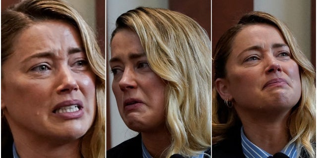 Amber Heard testifying May 4, 2022, at Johnny Depp's defamation trial against her.