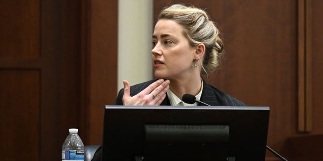 Amber Heard testifies at the Fairfax County Circuit Courthouse in Virginia, on May 17, 2022.