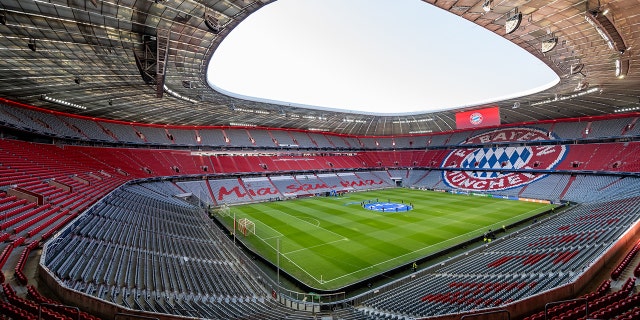 A general view of the Allianz-Arena on March 22, 2022, in Munich, Germany.