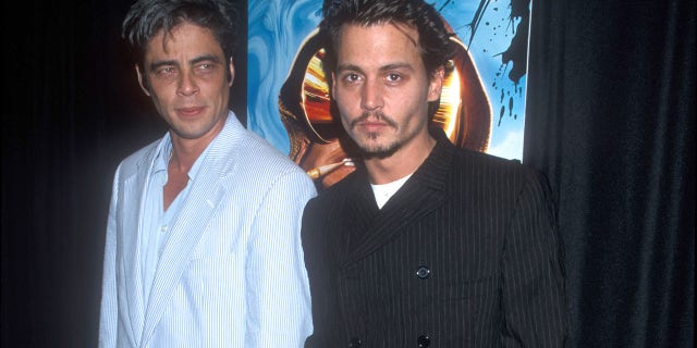 Benicio Del Toro and Johnny Depp at the New York premiere of "Fear and Loathing in Las Vegas" in 1998.