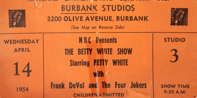 Original taping ticket for "The Betty White Show."