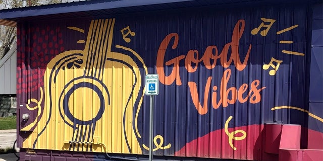 A mural in Franklin, Indiana, is pictured here — yet another one of the many photos Barnes shared with Fox News Digital from his cycling travels.