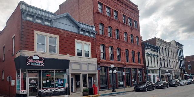 Barnes spent about three-and-a-half days in Kentucky, including a quick visit to the capital city, Frankfort, on April 16, the day before Easter. Downtown Frankfort, Kentucky, is pictured here.