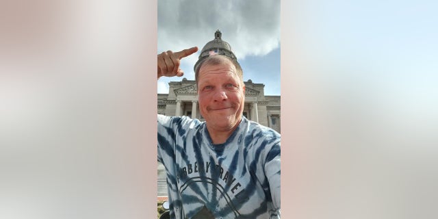Bob Barnes, 52, of Syracuse, New York, has been cycling to all 50 U.S. state capitals. On April 16, Barnes arrived at capital no. 36, Frankfort, Kentucky.