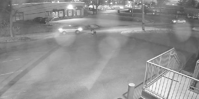 An attempted kidnap suspect identified as Tyler Healey is seen on security footage trying to abduct a woman Sunday night, authorities said.