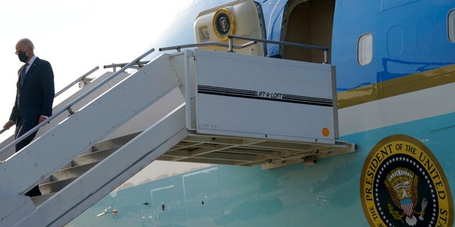 President Biden arrives at Osan Air Base, Friday, May 20, 2022, in Pyeongtaek, South Korea. 