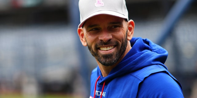 Manager Chris Woodward of the Texas Rangers before the Yankees game in New York on Sunday, May 8, 2022.