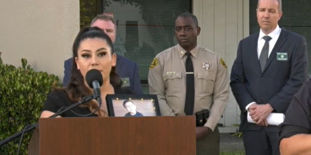 Salvador "Chavita" Esparza's mother, Coral Esparza, speaks during a May 11 press briefing.
