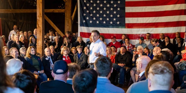 Republican Senate candidate Dave McCormick campaigns in Danville, Pennsylvania, on April 20, 2022.