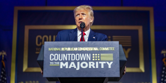 Former President Donald Trump headlines a National Republican Congressional Committee (NRCC) fundraising dinner, in Tampa, Florida on Nov. 8, 2021