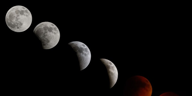 The phases of the total Lunar Eclipse on Sunday night from New Jersey (Photo by Joshua Comins/Fox News)