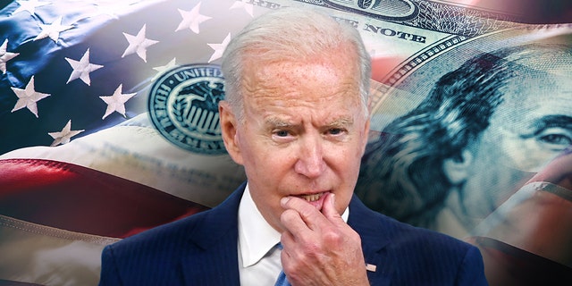 President Biden in an inflation graphic composite