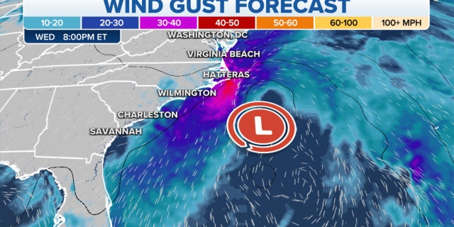 Eastern wind gust forecast